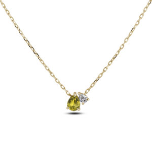 Unheated Green Sapphire and De Beers Forevermark Diamond Necklace in 18K Yellow Gold