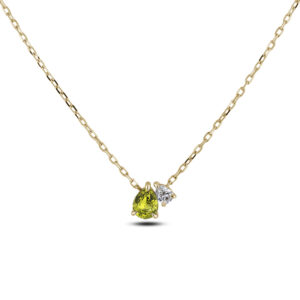 Pear Green Sapphire and De Beers Forevermark Diamond Necklace in 18K Yellow Gold