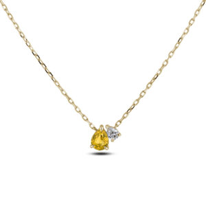Pear Yellow Sapphire and De Beers Forevermark Diamond Necklace in 18K Yellow Gold