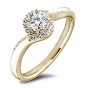 Canadian Diamond Wave Style Engagement Ring in Yellow Gold