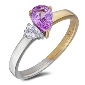 De Beers Forevermark Diamond and Non Heated Pink Sapphire Ring in 18K Gold