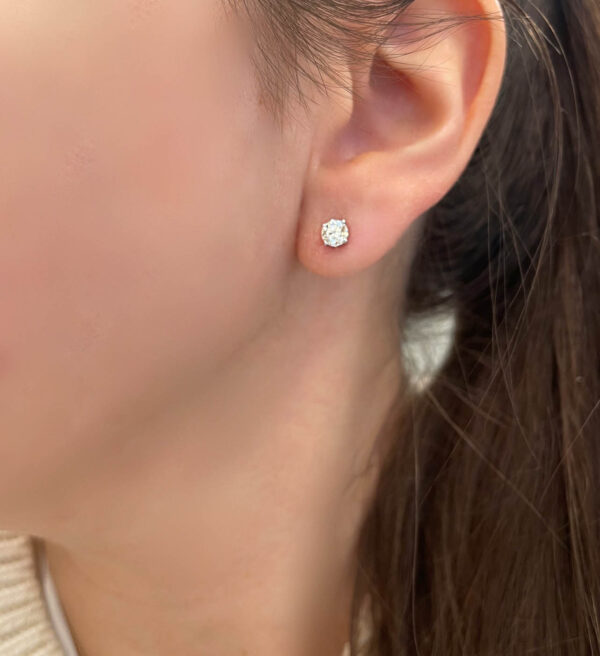 Canadian Diamond Solitaire Stud Earrings in 14K White Gold 0.83 CTW