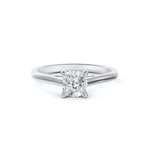 Solitaire De Beers Forevermark Cushion Cut Diamond Engagement Ring in 14K White Gold | 0.50 Carat