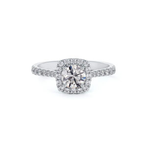 De Beers Forevermark Diamond Halo Engagement Ring in 14K White Gold | 1.10 Carat TW