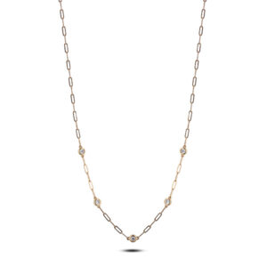 De Beers Forevermark Diamond 5 Stone Bezel Set Paperclip Necklace in 18K Yellow Gold