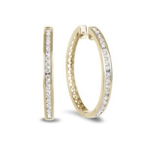 Diamond Hoop Earrings in Yellow Gold | 1.45 Carat TW