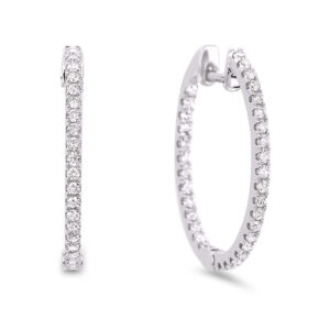 Canadian Diamond Inside Out Hoops Earrings in White Gold | 0.85 Carat TW