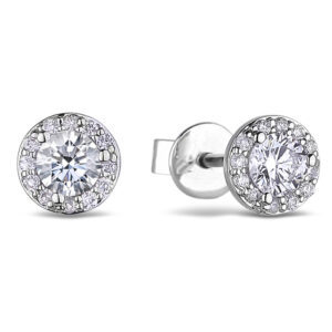 Canadian Diamond Halo Earrings in White Gold 0.33 CTW