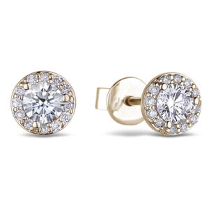 Canadian Diamond Halo Earrings in Yellow Gold 0.28 CTW