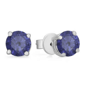 Tanzanite Stud Earrings in 14K White Gold