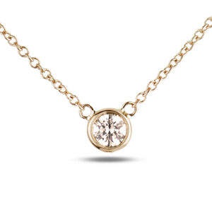 Solitaire Bezel Set Canadian Diamond Necklace in Yellow Gold