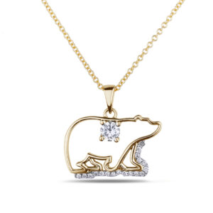 Canadian Diamond Polar Bear Pendant in Yellow Gold