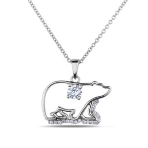 Canadian Diamond Polar Bear Pendant in White Gold
