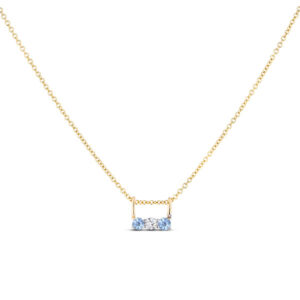 Aquamarine and Canadian Diamond Trilogy Pendant in Yellow Gold