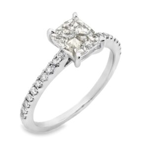 1 Carat Cushion Brilliant Cut Canadian Diamond Engagement Ring In 18K White gold