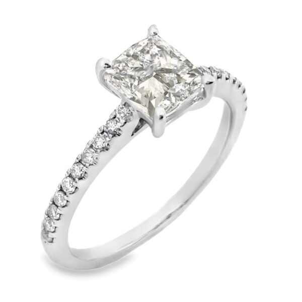 1 Carat Cushion Brilliant Cut Canadian Diamond Engagement Ring In 18K White gold