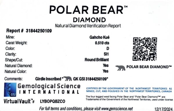 Polar Bear Diamond Solitaire Engagement Ring in Platinum