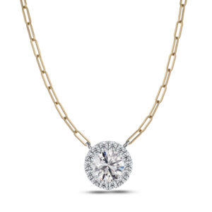 De Beers Forevermark Diamond Halo Paperclip Necklace in 18K Yellow Gold