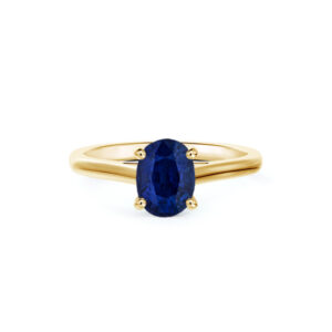 Oval Australian Sapphire Solitaire Ring in 14K Yellow Gold