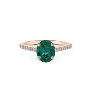 Oval Brazilian Emerald and De Beers Forevermark Diamond Ring in 14K Rose Gold