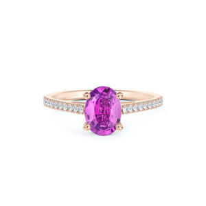 Non Heated Tanzanian Pink Sapphire and De Beers Forevermark Diamond Ring in 14K Rose Gold