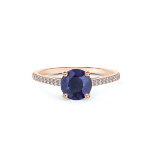 Australian Sapphire and De Beers Forevermark Diamond Ring in 14K Rose Gold