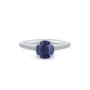 Australian Sapphire and De Beers Forevermark Diamond Ring in 14K White Gold
