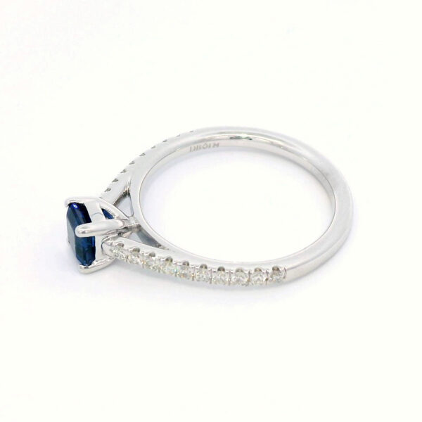 Ceylon Sapphire and De Beers Forevermark Diamond Engagement Ring in 14K White Gold - Image 2
