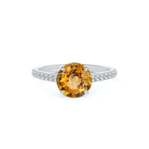 Ceylon Yellow Sapphire and De Beers Forevermark Diamond Ring in 14K White Gold