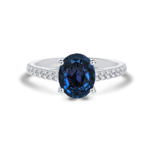 Australian Sapphire and De Beers Forevermark Diamond Ring in 14K White Gold