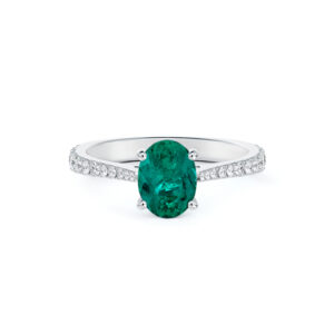 Brazilian Emerald and De Beers Forevermark Diamond Ring in 14K White Gold