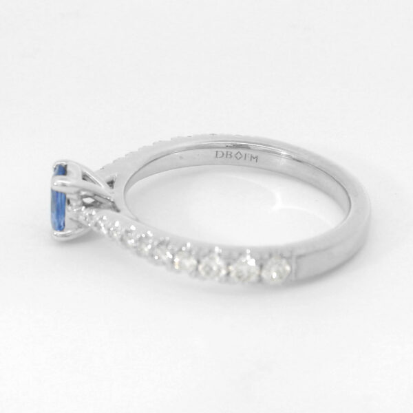 Oval Ceylon Sapphire and De Beers Forevermark Diamond Ring in 14K White Gold