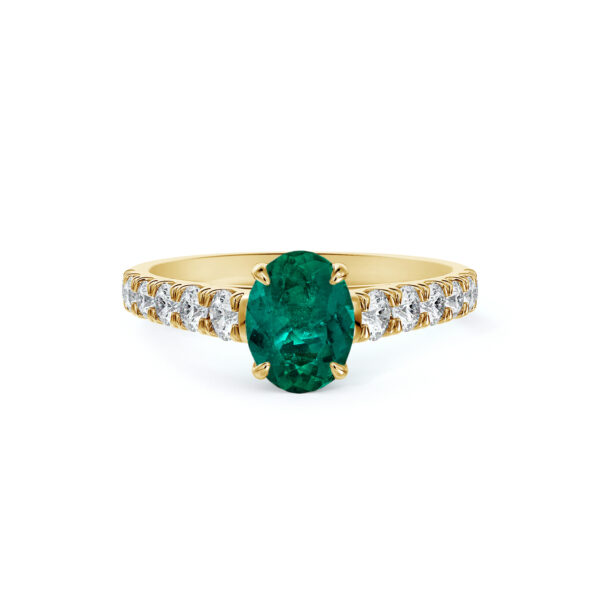 De Beers Forevermark Diamond and Brazilian Emerald Accent Ring in 14K Yellow Gold