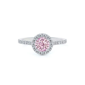 Madagascar Non Heated Flawless Pink Sapphire and De Beers Forevermark Diamond Ring in 14K White Gold