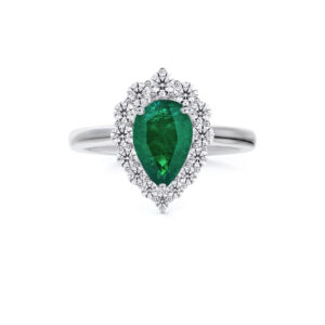 Brazilian Emerald and De Beers Forevermark Diamond Ring in 14K White Gold