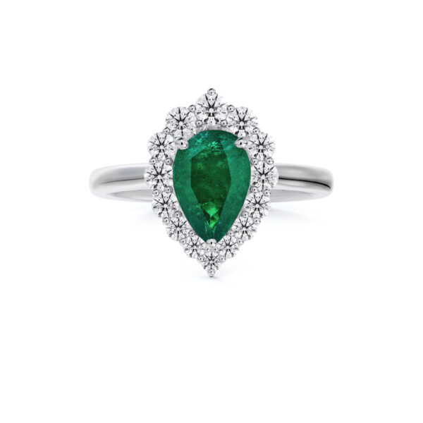 Brazilian Emerald and De Beers Forevermark Diamond Ring in 14K White Gold