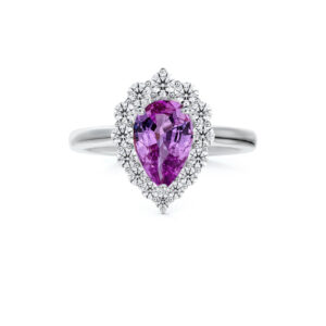 Madagascar Non Heated Purple Sapphire and De Beers Forevermark Diamond Ring in 14K Gold