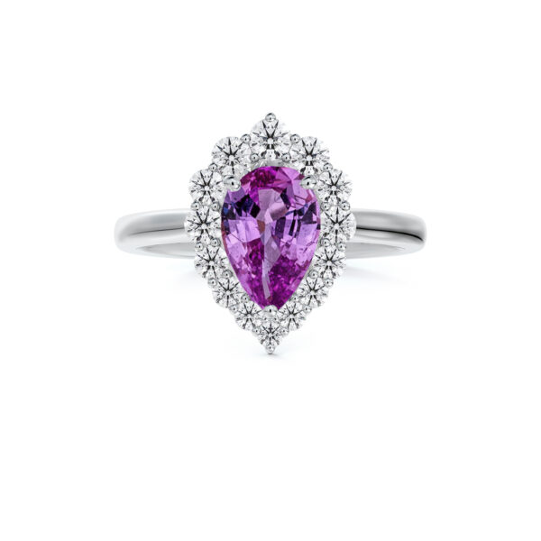 Madagascar Non Heated Purple Sapphire and De Beers Forevermark Diamond Ring in 14K Gold