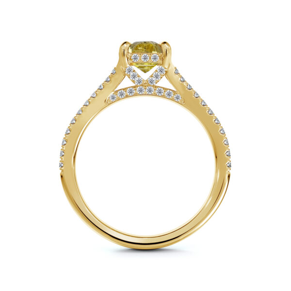 Madagascar Non Heated Green Sapphire and De Beers Forevermark Diamond Split Shank Ring in 14K Gold