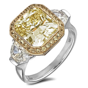 4 Carat Madagascar Non Heated Yellow Sapphire and Diamond Statement Ring in 18K Gold
