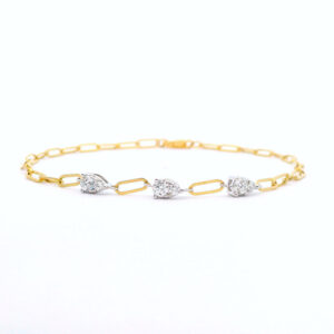 De Beers Forevermark Diamond Trilogy Style Paperclip Bracelet in 18K Gold