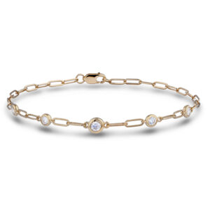 De Beers Forevermark Diamond Bezel Set Paperclip Chain Bracelet in 18K Yellow Gold