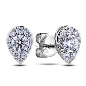 De Beers Forevermark Diamond Pear-Shaped Halo Stud Earrings in 18K White Gold