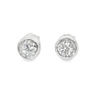 1 Carat TW Canadian Diamond Bezel Set Stud Earrings in White Gold