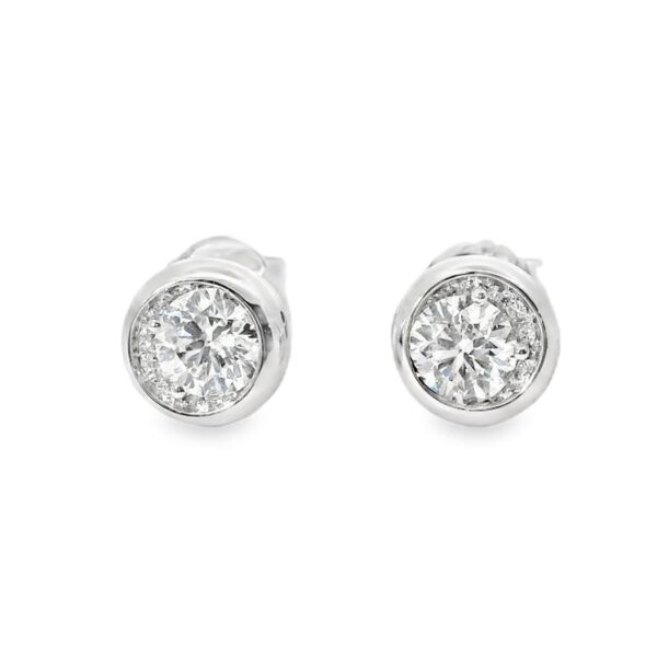 1 Carat TW Canadian Diamond Bezel Set Stud Earrings in White Gold