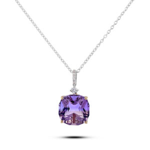 Ametrine and Canadian Diamond Pendant in 14K White and Yellow Gold