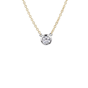 Bezel Set Canadian Diamond Solitaire Pendant in Yellow & White Gold