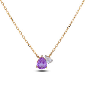 De Beers Forevermark Diamond and Unheated Purple Sapphire Necklace in 18K Yellow Gold