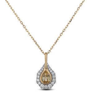 Madagascar Non Heated Yellow Sapphire and De Beers Forevermark Diamond Bezel Set Halo Pendant in 18K Gold