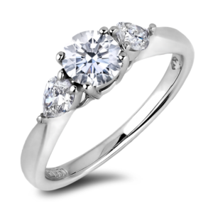 Canadian Polar Bear and De Beers Forevermark Diamond Three Stone Ring in Platinum